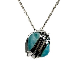 P3024 Natural Caribbean Ocean Blue Larimar Sterling Silver Pendant Gift for Her