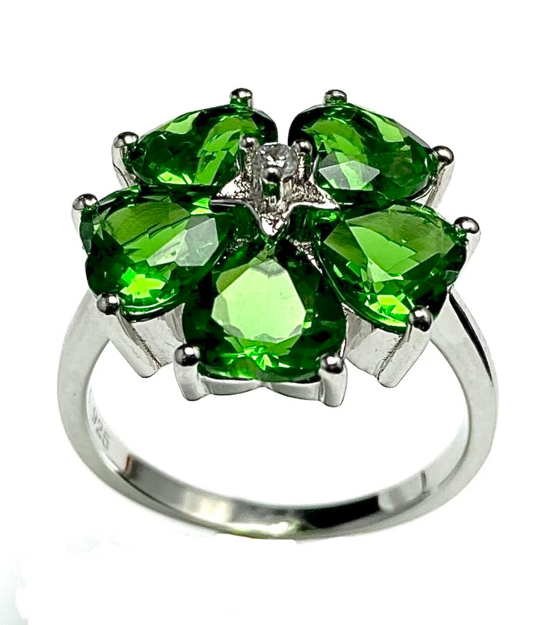 Helenite Rings R7927 Floral Mt St Helens Green Helenite May Birthstone Heart Shape ...