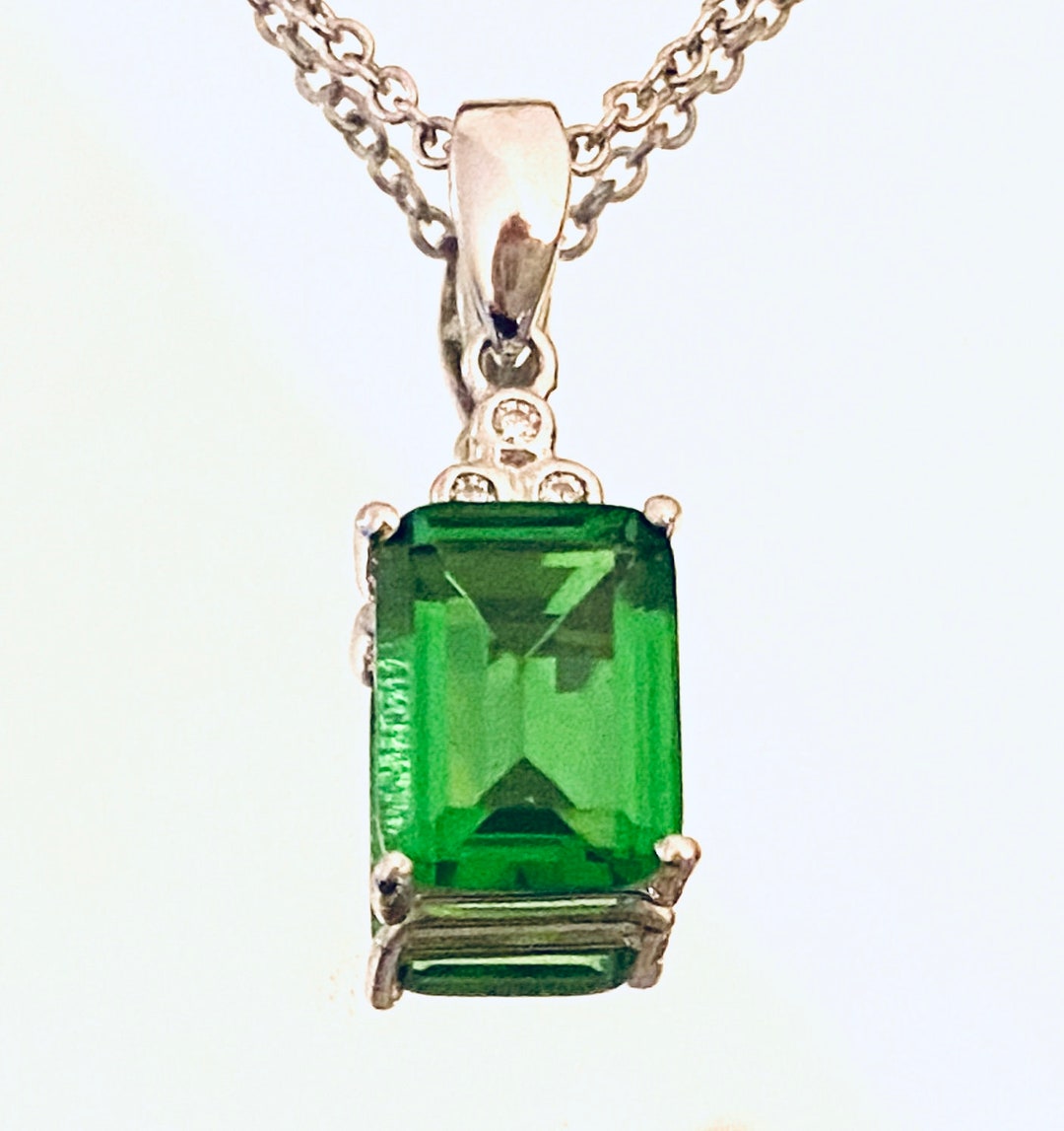 P24 Contemporary Green Mt St Helens Helenite Rectangle Sterling Silver ...