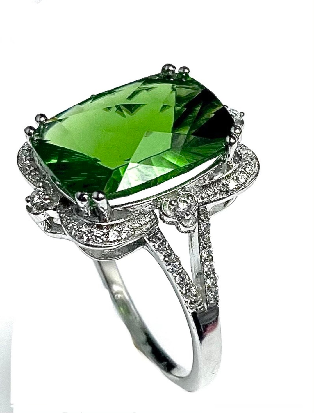R6494S Mt St Helens Helenite Victorian-style Prong Set Sterling Silver ...