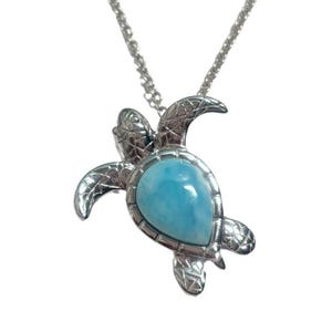 P4707 Natural Caribbean Ocean Blue Larimar Sterling Silver Pendant Gift for Her