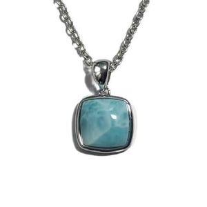 P91010 Natural Caribbean Ocean Blue Larimar Sterling Silver Pendant Gift for Her