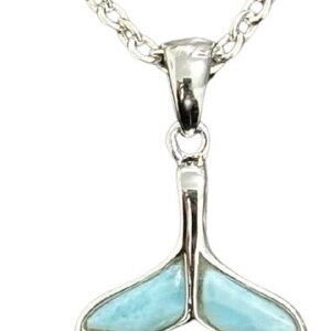 P4789s Dominican Republic Natural Caribbean Ocean Blue Larimar Sterling Silver Pendant Gift for Her