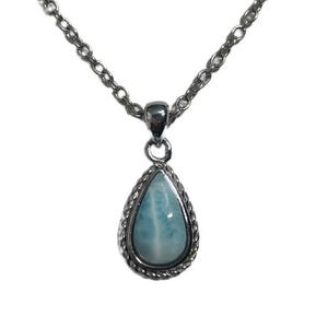 P0920 Natural Caribbean Ocean Blue Larimar Sterling Silver Pendant Gift for Her