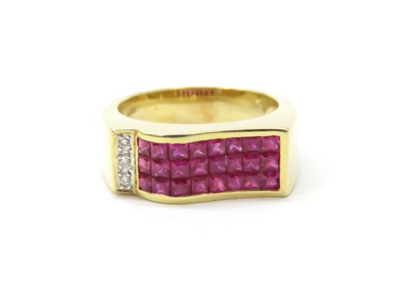 Natural Ruby Art Deco-Style Invisible-Set Ring ma… - image 2