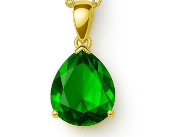 P61214 Mt St Helens Helenite Pear Shape Sterling Silver Gold Plated Pendant Gift for Her