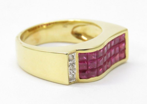 Natural Ruby Art Deco-Style Invisible-Set Ring ma… - image 1