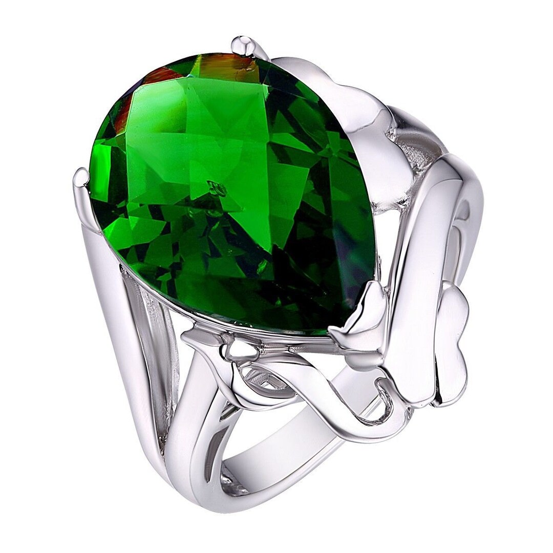 Helenite Rings R1353 Art Nouveau-style Mt St Helens Green Helenite May Birthstone ...