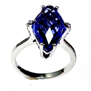 R6497P Fancy Cut Mt St Helens Twilight Purple Helenite  Rhombus Cut W/CZ Sterling Silver Ring Gift for Her