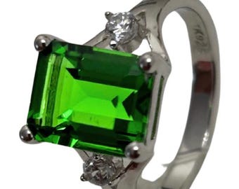 Rtp288 Classic Mt St Helens Green Helenite May Birthstone Sterling Silver Ring Gift for Her