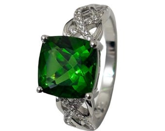 R7984s Classic Mt St Helens Green Helenite May Birthstone Sterling Silver Ring Gift for Her