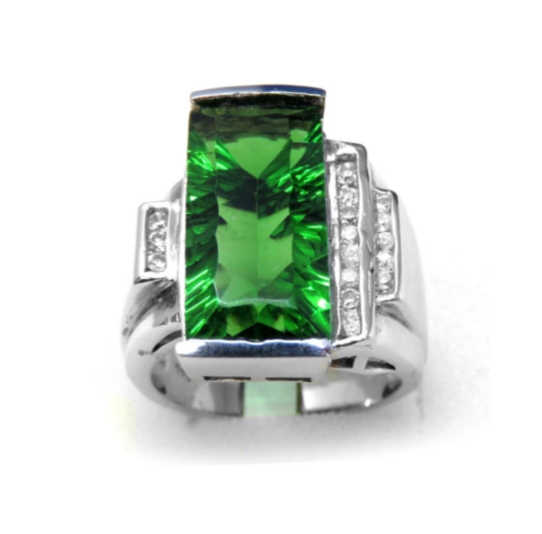 Helenite Rings R3094 Art Deco-style Mt St Helens Green Helenite May Birthstone ...