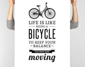 Bycyle quote print, wall print, quotes for decoration