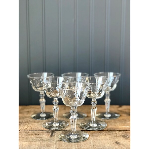 Set of 6 Vintage Mini Coupe Glasses / Champagne Coupes / Tasting Glasses