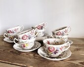 Johnson Brothers Sheraton Ironstone Set of 9 Tea Cups and Saucer Sets