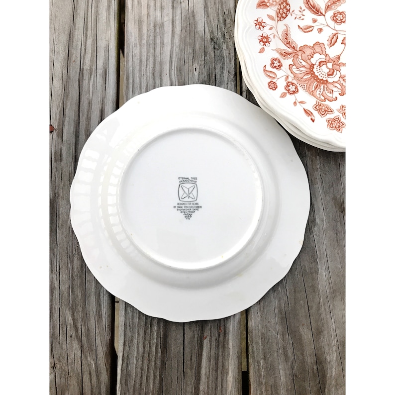 Vintage Set of 4 Eternal Tree Ironstone Diane Von Furstenburg 1980s Sears Dinner Plates