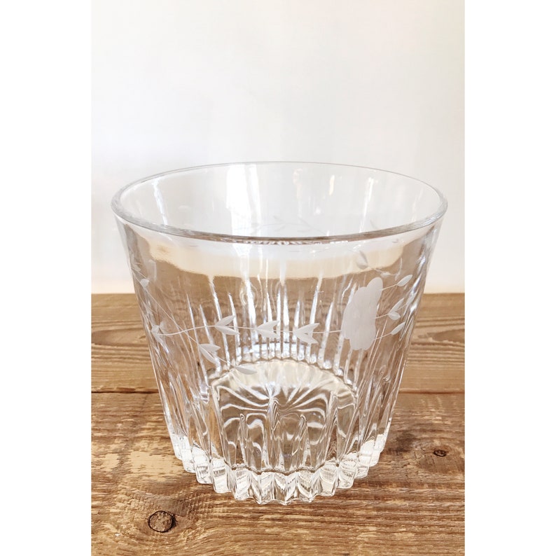 Vintage Etched Glass Ice Bucket Etsy