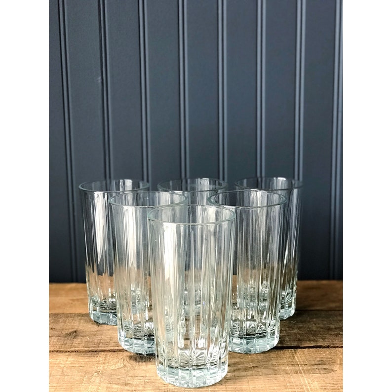 Set of 6 Vintage Cut Glass Tumblers / Highballs / Drinking Etsy