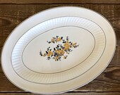Vintage Knowles Taylor Knowles Black and Yellow Gold Floral Oval Platter