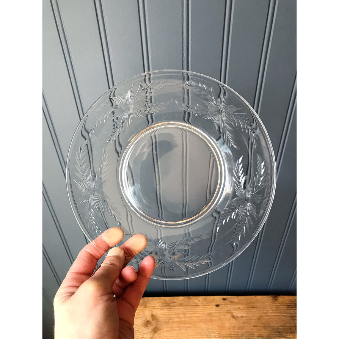 Vintage Etched Glass Salad Plate / Dessert Plate Etsy