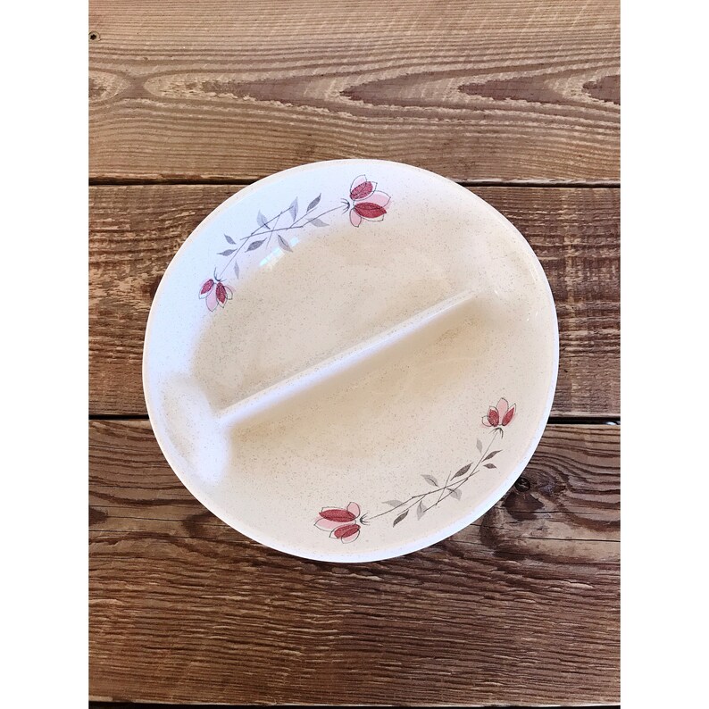 Vintage Franciscan Stoneware Duet Round Divided Vegetable Dish Vegetable Bowl