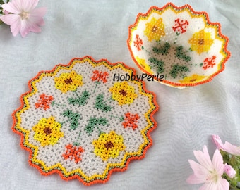 Doily Pattern and Sunflowers Bowl