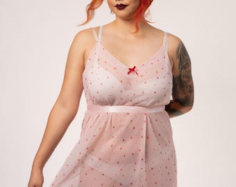 Pink Mesh Lingerie Babydoll Slip Dress