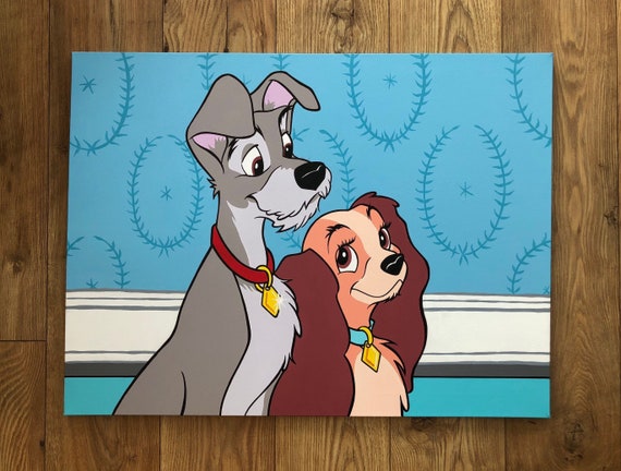 Lady and the Tramp 30”x 24” Painting on Canvas by Artist Jon Day