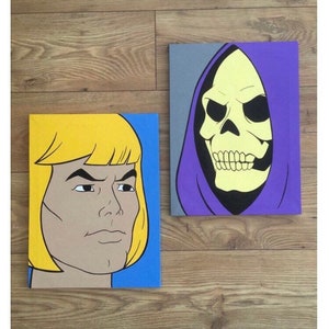 He-Man and Skeletor set of two paintings on canvas By artist Jon Day made to order please read description