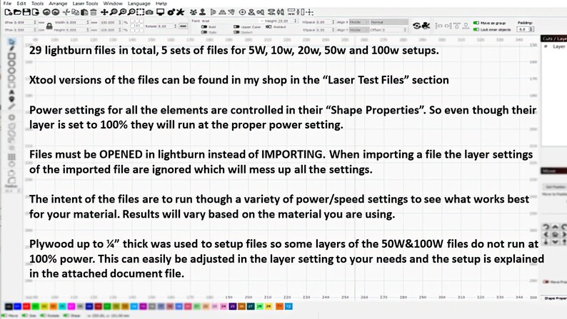 Lightburn Laser Test Files | Engrave Test | Cut Test | Xtool, Ortur ...