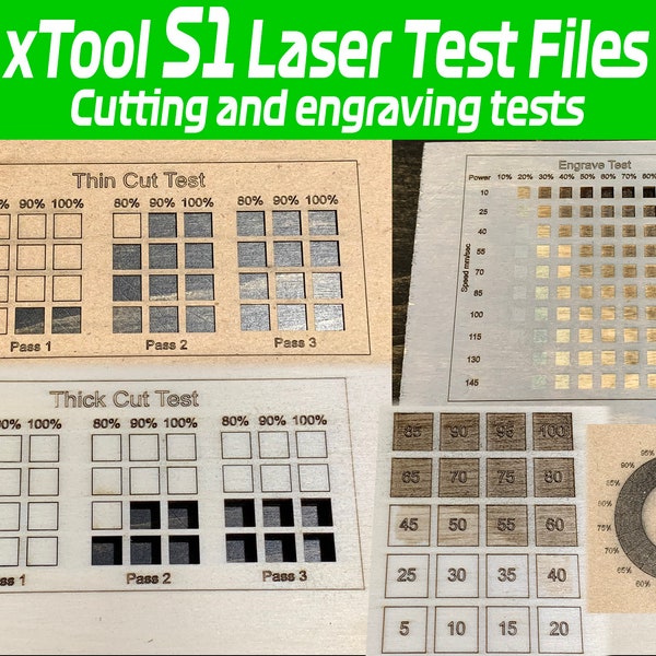 Fichiers de test laser Creative Space xTool S1 | Test de gravure | Test de coupe