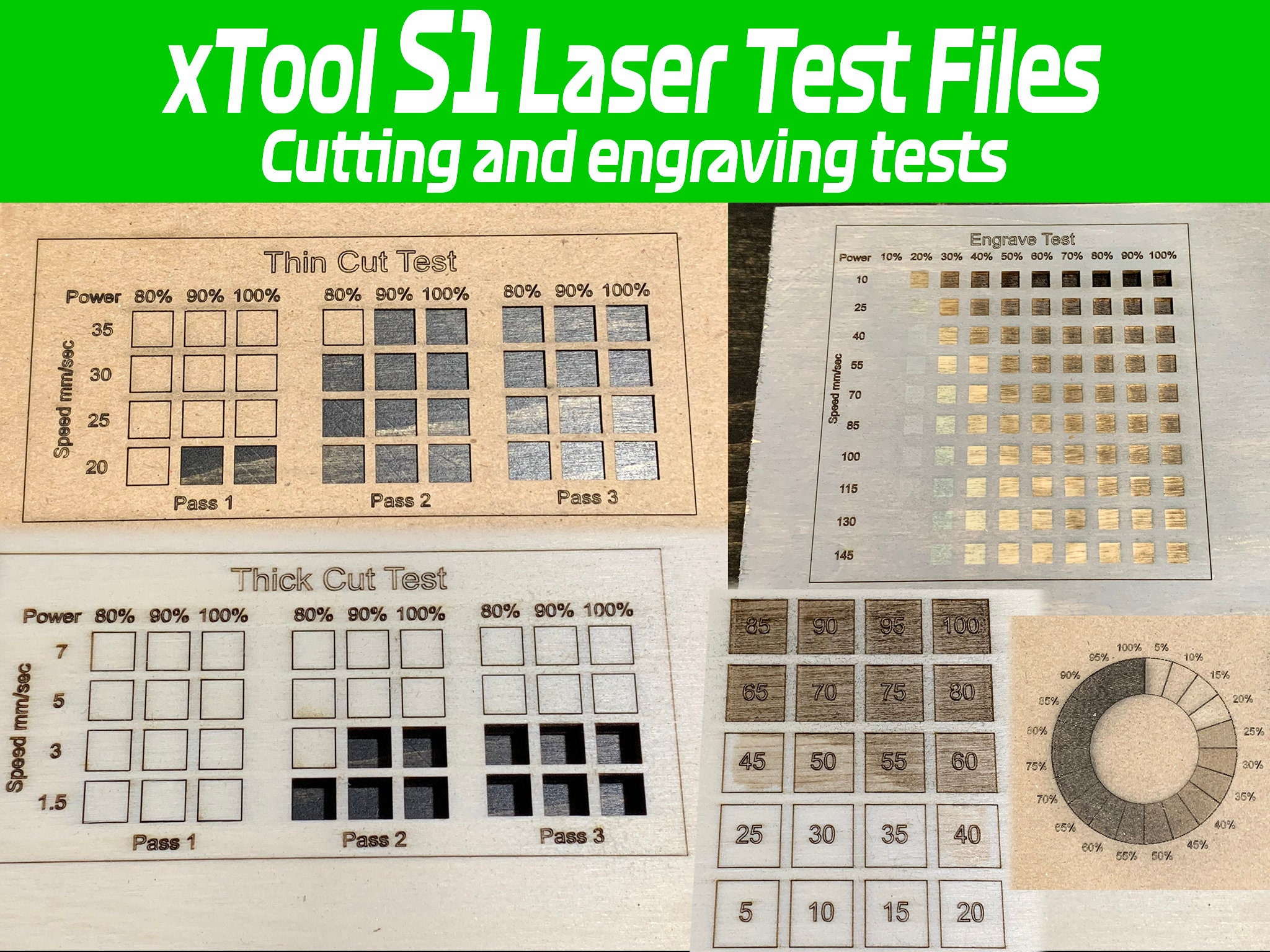 Laser Tools SVG, Kerf Test Glowforge Tools, Laser Test File, Material Test  Template, Engrave Test File, Glowforge Engrave SVG 