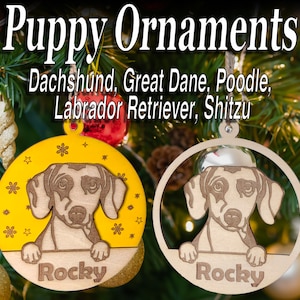 5x Dog Christmas Ornaments | Lightburn | SVG | Digital Cut Files | Dachshund, Great Dane, Labrador Retriever, Poodle, Shitzu