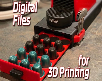 Archivo STL de bandeja para cápsulas de café Nespresso, almacenamiento debajo de la máquina (descarga instantánea)