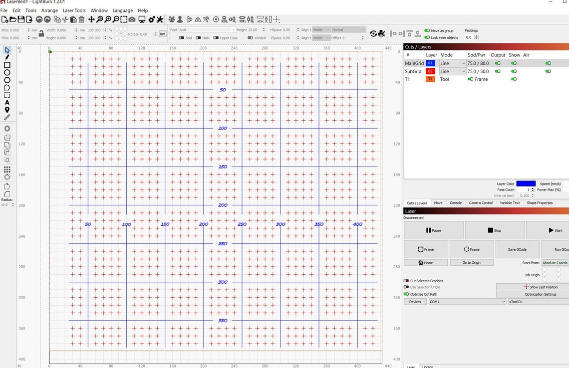 Lightburn Xtool D1 and Pro Grids Full Work Surface Grids Etsy UK