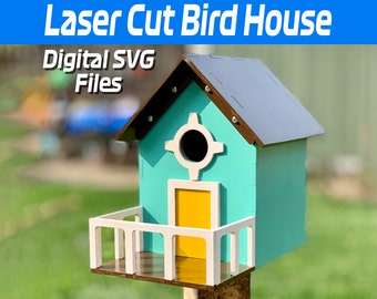 Corte láser Bird House / Archivos SVG / Archivos de corte digital para Glowforge, XTool, Ortur, Gwieke, OWtech, Elegoo, Diode & CO2 Lasers