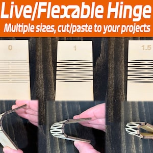 Live Scharnier, flexible Scharnierdateien | SVG | Lichtbrand | Sperrholzbiegung | Glowforge, XTool, Ortur, Gwieke, OWtech, LM2, Elegoo, Dioden & CO2