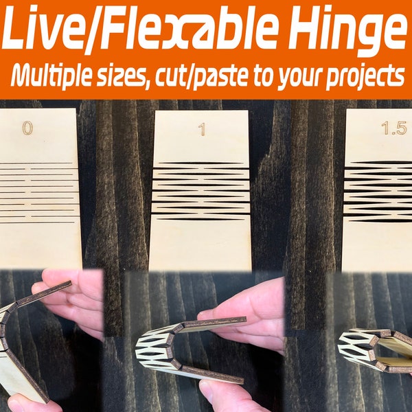 Live Hinge, Flexible Hinge Files |  SVG | Lightburn | plywood bending | Glowforge, XTool, Ortur, Gwieke, OWtech, LM2, Elegoo, Diode & CO2