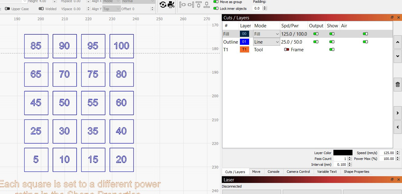 Lightburn Laser Test Files Engrave Test Cut Test Etsy Ireland