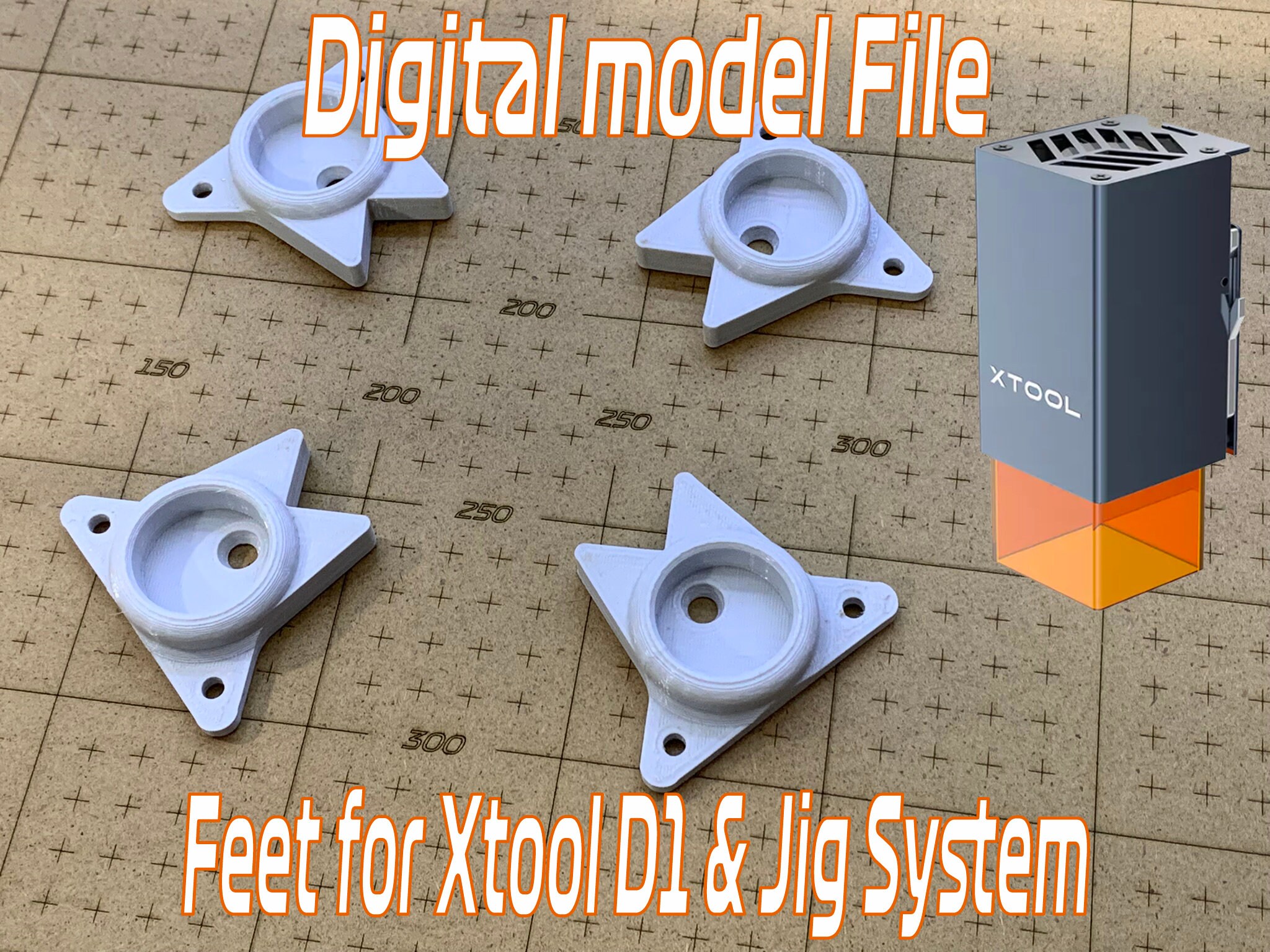 Digital model file for Xtool D1 Feet and Jig Alignment system | Digital file | 3fm 3D Print format