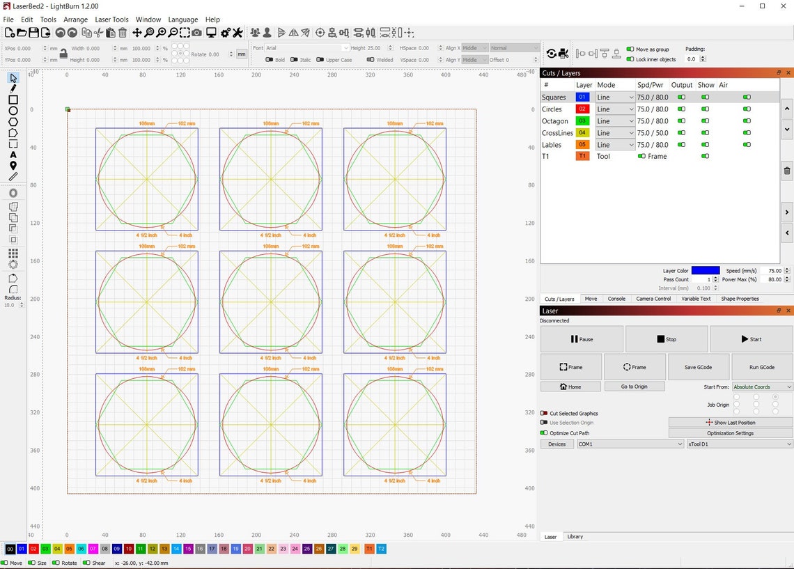 Lightburn Xtool D1 and Pro Grids Full Work Surface Grids Etsy UK