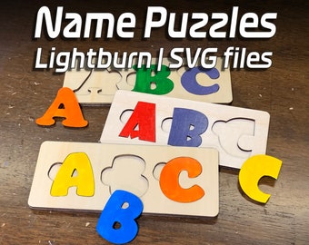 Name Puzzle SVG File | Laser Cut Alphabet, 3 Fonts (Digital Download)