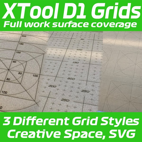 Creative Space Xtool D1 & Pro Grids | Full work surface grids | 400x400 guide grids |Creative Space, SVG