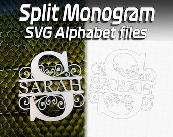 Split Monogram Alphabet, Split Letters A-Z, SVG | Lightburn | Files for Glowforge, XTool, Ortur, Gwieke, OWtech, Elegoo, Diode & CO2 Lasers