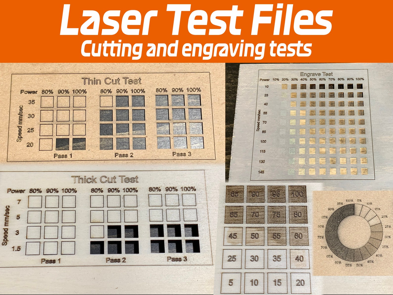 Lightburn Laser Test Files Engrave Test Cut Test Etsy Canada