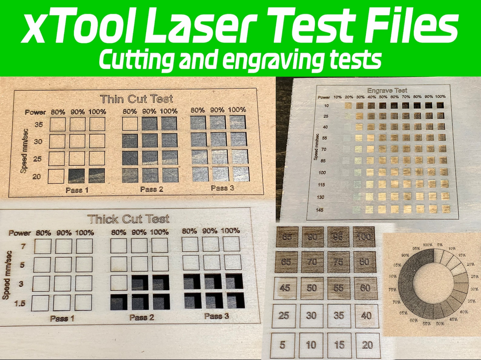 Creative Space Xtool D1 Laser Test Files Engrave Test Cut Etsy