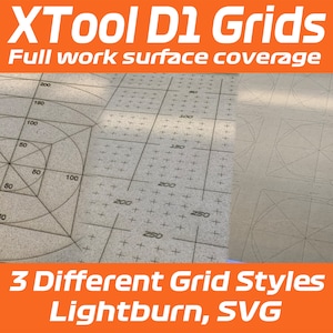 LightBurn Xtool D1 and Pro Grids | Full work surface grids | 400x400 guide grids |Lightburn, SVG
