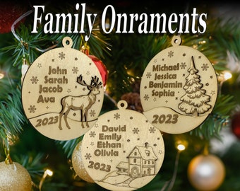 Family Christmas Ornaments | Lightburn | SVG | Digital Cut Files for Glowforge, XTool, Ortur, OWtech, Diode & CO2 Lasers