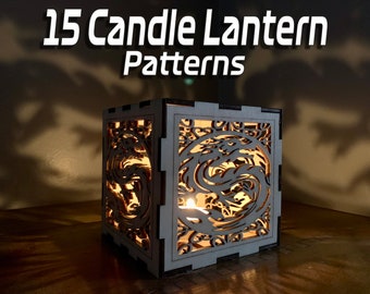 15 motifs de lanternes à bougie | Coup de foudre | SVG | Fichiers de découpe numériques pour lasers Glowforge, XTool, Ortur, Gwieke, OWtech, Elegoo, Diode et CO2