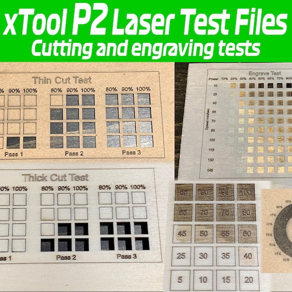 File di test laser Creative Space xTool P2/Test di incisione/Test di taglio